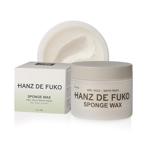 Hanz de Fuko Sponge Wax - Medium Hold Men's Styling Wax, Semi-Matte Finish, 2 oz Travel Size