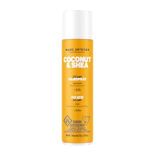 Marc Anthony Volumizing Hair Spray for Volume & Shine, Coconut & Shea - Long Lasting Anti-Humidity Flexible Hold Hairspray With No Flaking, Stiffness or Residue - Hair Styling Fights & Reduces Frizz