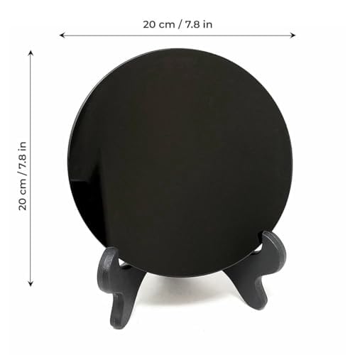 CRYSTALSTILE 7.87 in Black Obsidian Scrying Mirror with Stand for Divination & Meditation