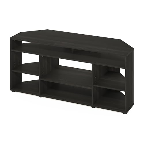 Espresso Corner TV Stand for 55-Inch TVs | 4-Tier Storage & Modern Design