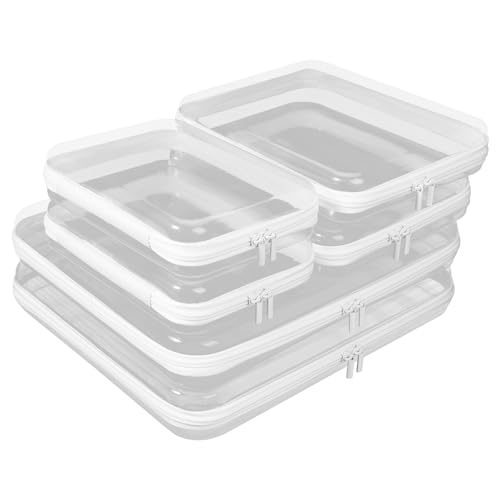 Fantasyon 6 Pack Clear Hard Shell Zipper Case, Travel Makeup &