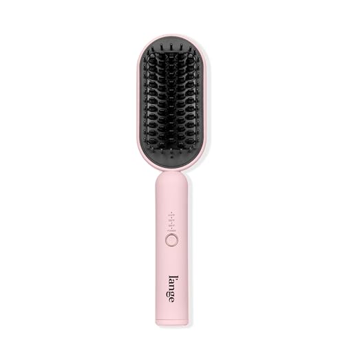 Hot Air Hair Straightening Brush with Ceramic Bristles & Negative Ion Technology - Adjustable Temp, Dual Voltage, Blush