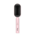 Hot Air Hair Straightening Brush with Ceramic Bristles & Negative Ion Technology - Adjustable Temp, Dual Voltage, Blush