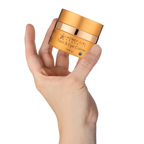 Honey Girl Organics Face & Eye Cr?me, USDA Certified Organic Facial Moisturizer & Under Eye Cream for Wrinkles, Dark Circles and Puffiness w/Hydrating Honey, Beeswax, Essential Oils & EVOO. 1.75oz