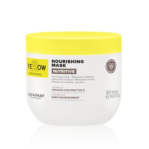 Alfaparf Milano Yellow Professional Nutritive Nourishing Mask for Dry Hair - Powered by Argan & Coconut Oils - Designed for Deep Nourishment (16.9 fl oz / 500ml)
