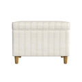 24-Inch Cream Marigold Pinstripe Storage Ottoman with Wooden Legs — Space-Saving Bench