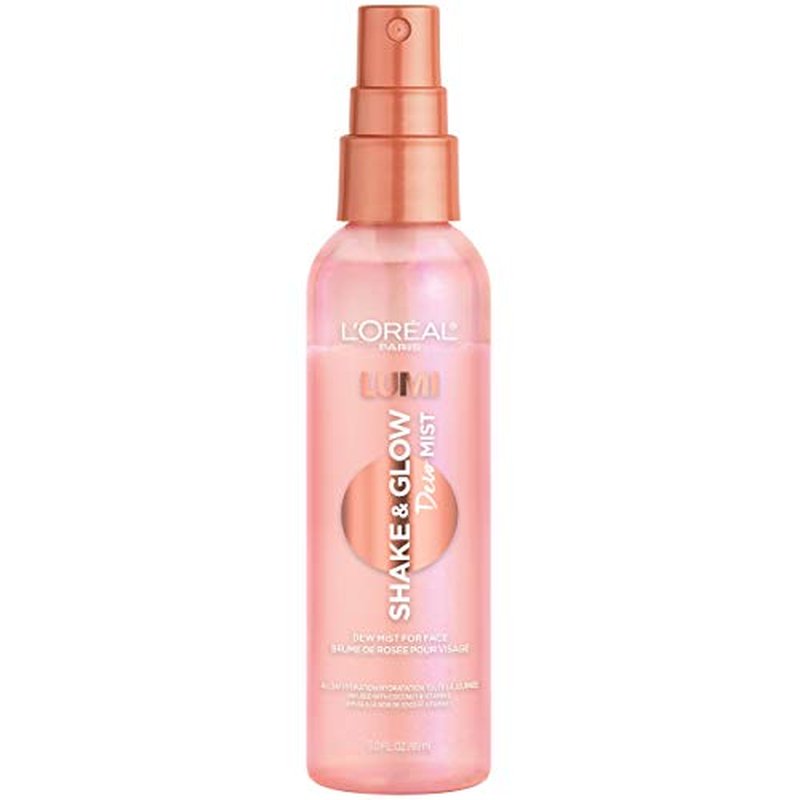 L'Oreal Paris Makeup LUMI Shake and Glow Dew Mist, Hydrating and Soothing Face Mist, Prep and Set Makeup, Energizes Skin with a Healthy Boost of Hydration, Natural Finish, 3 fl; oz.