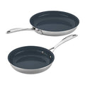 2-Piece Stainless Steel Nonstick Fry Pan Set 8-Inch & 10-Inch with Ceramic Coating