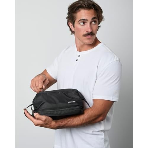 Members Only Dual Dopp Kit Toiletry Bag, Mens Dopp Kit for Travel with Dual Compartments, Mens Toiletry Travel Bag