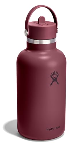 Hydro Flask 64 Oz Burgundy Wide Mouth Insulated Water Bottle with Flex Straw Cap