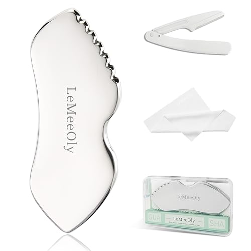 Stainless Steel Gua Sha Facial Tools Metal GuaSha Tool for Face Neck, Detailer Gua Sha Lymphatic Drainage Reduce Wrinkles Face Massage Tool, Gift for Women