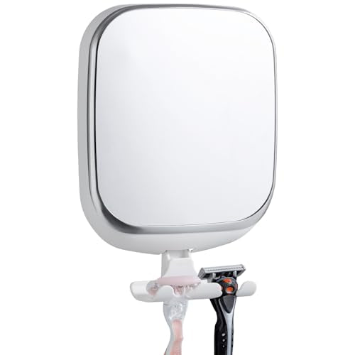 TAILI Shower Mirror Fogless for Shaving, Anti Fog Shaving Mirror with Razor Holder NO-Drilling,Removable,Shatterproof & Waterproof,Wall Mounted Bathroom Accessories with Powerful Suction(White)