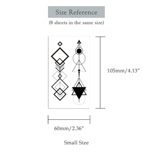 8 Sheets Arm Temporary Tattoos Arrow Heartbeat Moon Sun Square Triangle Totem Symbol