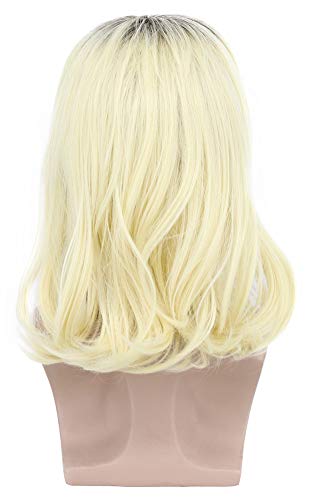 Men's Long Curly Blonde Rocker Mullet Wig with Mustache and Accessories