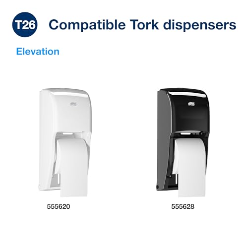 Tork High-Capacity White Toilet Paper Roll Dispenser T26, 36 Rolls, 1000 Sheets Each