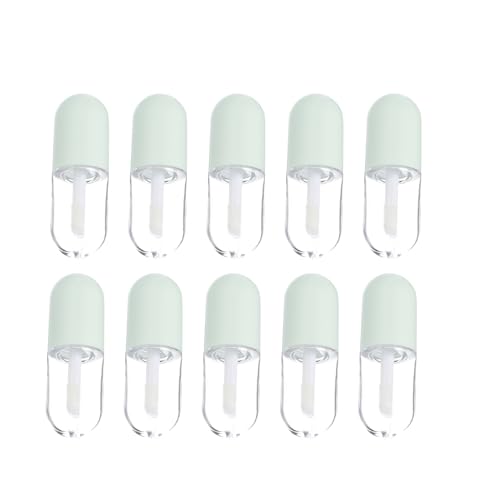 10 Pcs 5Ml Capsule Shaped Lip Gloss Empty Bottles Refillable Clear Plastic Lip Balm Tubes with Applicator Wands for Diy Makeup