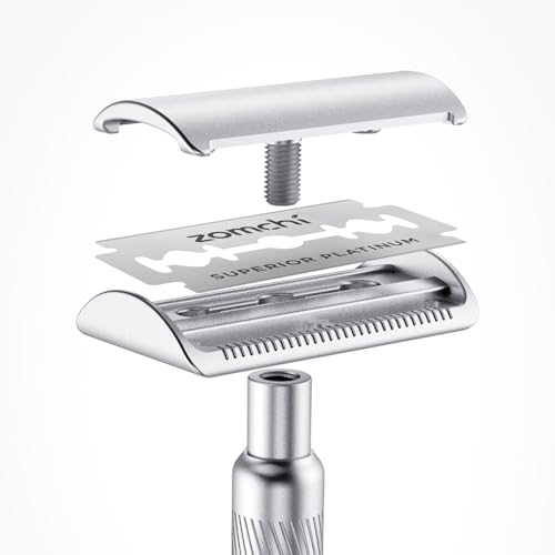 ZOMCHI Upgrade Safety Razor for Men with 60 Counts Safety Razor Blades for Shaving