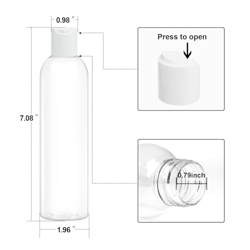 ZLEVEAYN 30-Pack Clear 8 oz Plastic Shampoo Bottles with Disc Caps - Travel Size