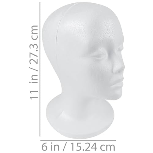 SHANY Styrofoam Model Heads ,Hat Wig Foam Mannequin Female Wig Head Stand ,Mannequin Head for wigs , Wig Holder - Round Base , 10.5 Tall with 20 1/2 Inches Circumference Female Mannequin Head -1 Piece