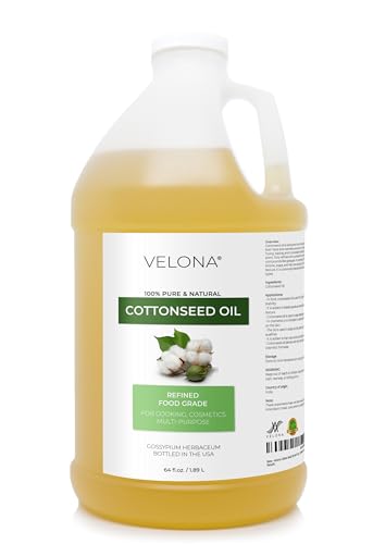 Velona 64 fl oz Cotton Seed Oil - Cold Pressed, Refined, Food & Cosmetic Grade, Pack of 1