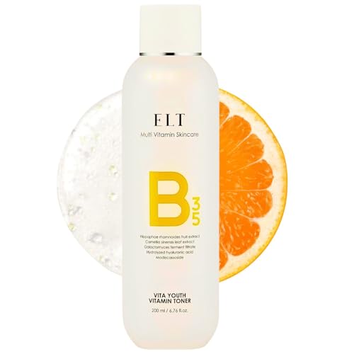 ELT Korean Green Tea Vitamin Toner (200ml / 6.76 fl.oz.) Facial Toner with Niacinamide 2%, Hyaluronic Acid, Centella Asiatica Extract, Hydrating, Purifying, Korean Facewash, Korean Skincare