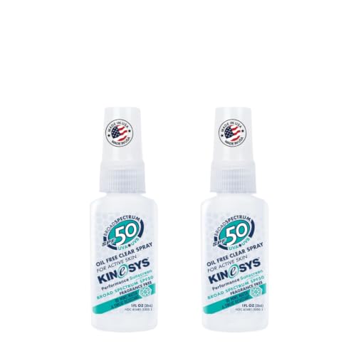KINeSYS Fragrance Free SPF 50 Sunscreen Spray 2-Pack Travel Size