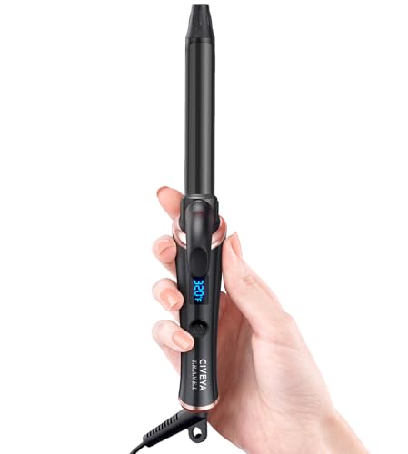 CIVEYA Travel Curling Iron 3/4 Inch - Black, Dual Voltage, Compact & Lightweight