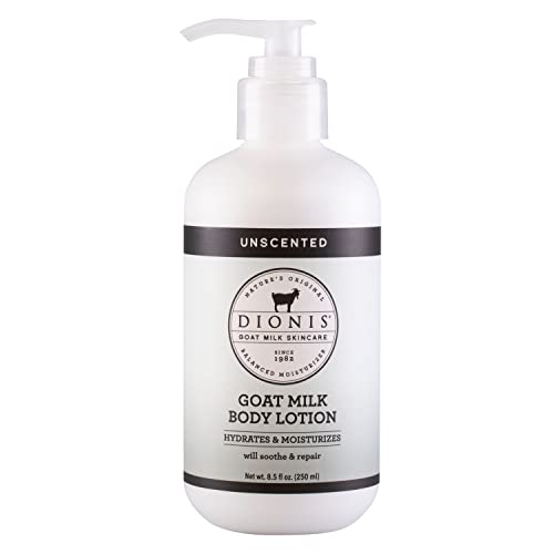 Dionis Goat Milk Skincare Unscented Lotion (8.5oz) and Hand & Body Bar Soap (6oz) Bundle - Made in USA - Cruelty Free and Paraben Free Formula