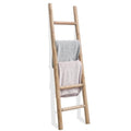 Rustic Solid Wood Blanket Ladder - 57 Inch Farmhouse Decorative Ladder with Brown Finish - Medium Knock Down
