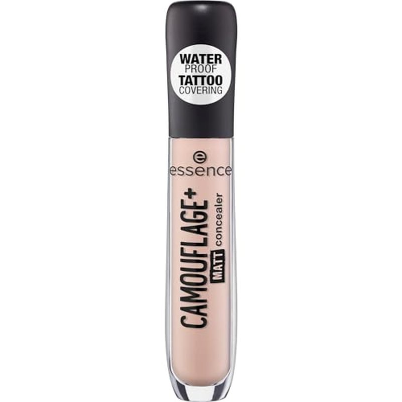 essence Camouflage+ Matte Concealer, Masking Pen, Waterproof, Covers Tattoos, No. 10 Light Pink, Nude, Matte, Vegan, Oil-Free, Waterproof (5 ml)