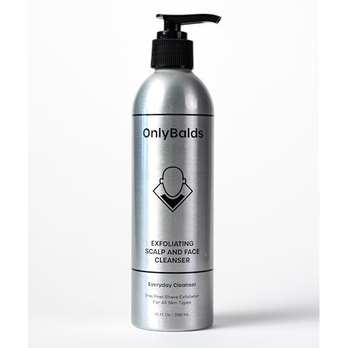 OnlyBalds Exfoliating Scalp & Face Cleanser ? 10 oz Aluminum Bottle ? Premium Daily Cleanser for Bald Men & Women, Shaved Heads, Alopecia Care & Shave Prep ? Fragrance-Free, Dermatologist Tested