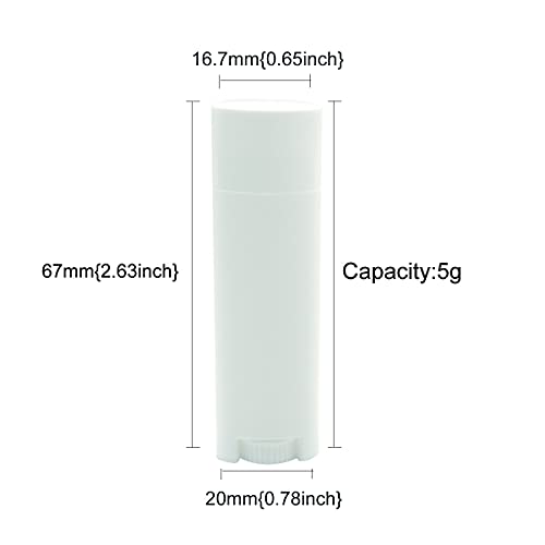 100PCS White Oval Lip Balm Tubes with Caps - 5ml Plastic Lip Gloss Containers