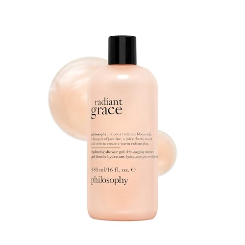 philosophy radiant grace hydrating bath & shower gel- cleanses, soothes & comforts dry skin - with notes of jasmine, black cherry & sandalwood - 16 fl oz