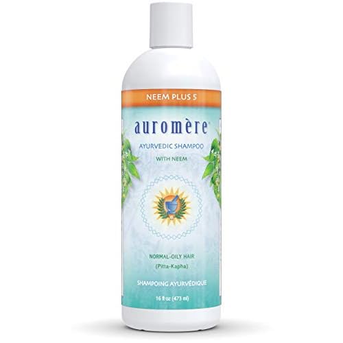Auromere Ayurvedic Shampoo, Neem + 5 - Vegan, Cruelty Free, Non-GMO, Natural, Gluten Free, Sulfate Free, Paraben Free for Normal to Oily Hair (16 fl oz), 1 Pack