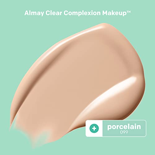 Almay Acne Foundation with Salicylic Acid - Medium Coverage, Soft Matte Finish, 099 Porcelain, Pack of 2 - Variation of 099 Fair-Light with Neutral Undertone
