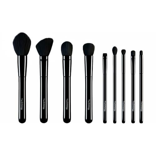 Essential Collection: 9-Piece Synthetic Makeup Brush Gift Set in Gloss Black for Face and Eyes?Ideal for Foundation, Powder, Blending, Blush, Bronzer, Eyeliner, and Eyeshadow