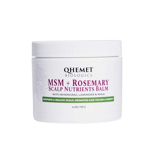 Qhemet MSM & Rosemary Hair Growth Balm for Dry Scalp & Thinning - Vegan, 4 oz