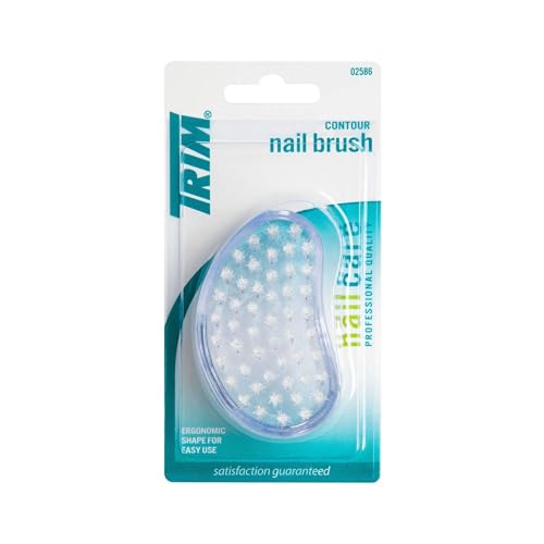 Trim Contour Nail Brush, Ergonomic Handheld Scrub Brush for Nails & Cuticles, Durable Nylon Bristles for Deep Cleaning, Gentle Exfoliation & Manicure Prep, Clear Plastic Handle, 1 Count