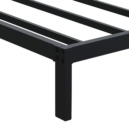 DiaOutro Narrow Twin Bed Frame 9 Inch Low Profile Metal Platform Bed - Black, 30x75