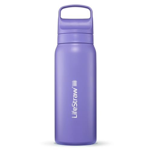 LifeStraw Go Series Insulated Steel Water Filter Bottle 24 oz - Thistle Purple