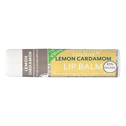 Soothing Touch Lemon Cardamom Vegan Lip Balm, .25 oz (85% Organic) (Case of 12)