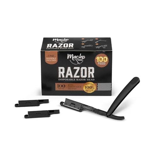 Disposable Straight Razor with 100 Blade Heads for Men - Safety & Professional Use