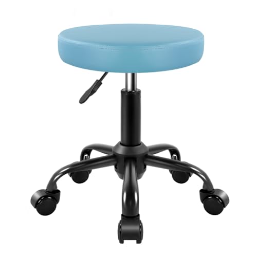 Height Adjustable PU Leather Rolling Stool with Wheels for Salon Spa Drafting Work
