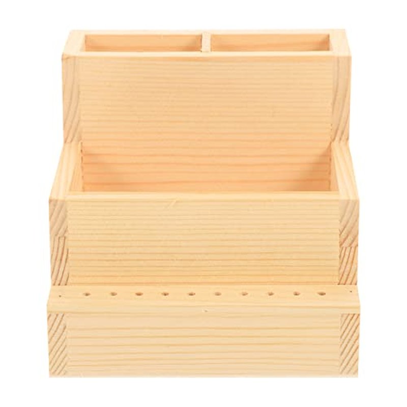 FRCOLOR Wooden Nail Drill Bits Holder Stand Display Organizer 10 Holes Nail Tool Storage Box Desktop Brush Holder Manicure Tool Organizer Cosmetics Holder