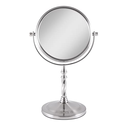 Zadro 7-Inch Double-Sided Rotating Makeup Mirror with 5X and 1X Magnification