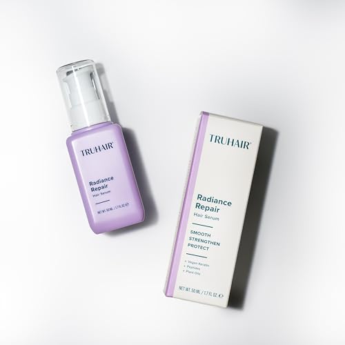 Truhair Radiance Repair Hair Serum with Keratin & Plant Oils - Smoothing & Shine, Heat Protectant, Lightweight 50mL