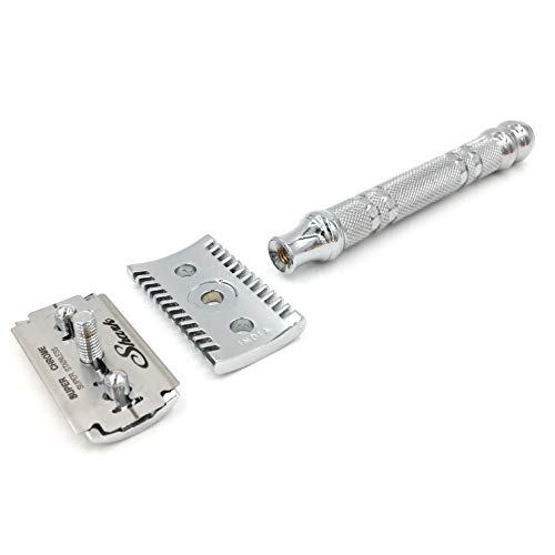 Parker 24C Deluxe Chrome Open Comb Safety Razor – Double Edge Shaving System