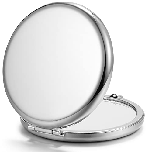 Portable Compact Mirror with 1X/2X Magnification - Silver, 2.5 Inch