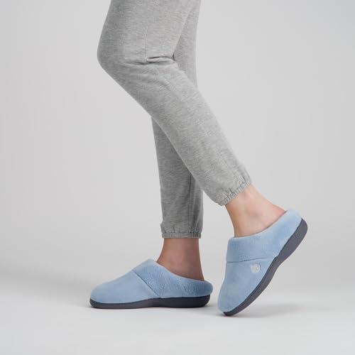 isotoner Women's Classic Clog Slippers with Memory Foam & Non-slip Sole - Blue Fog, Size 7.5-8