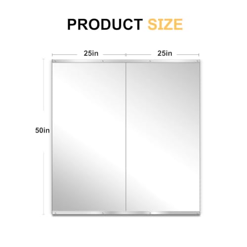 Silver Home Gym Wall Mirror 50x25 Inches - 2PCS Workout Mirrors for Fitness Room